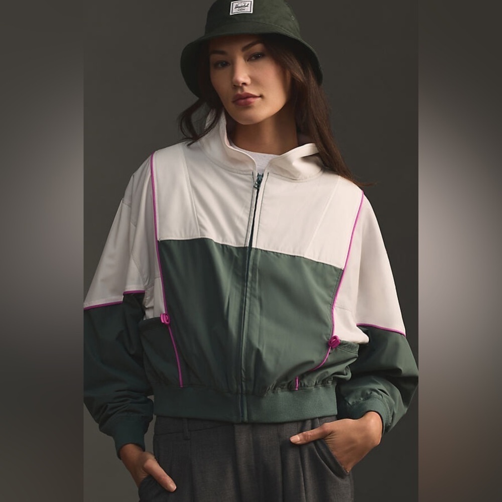 ANTHROPOLOGIE Daily Practice Colourblock Cropped Tracksuit Bomber Jacket XXS NWT